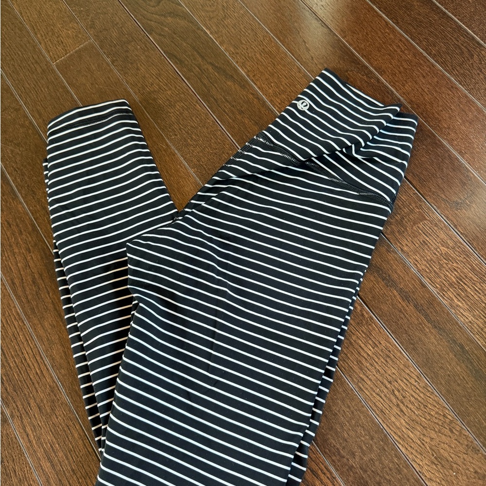 Lululemon Black and White Striped Leggings